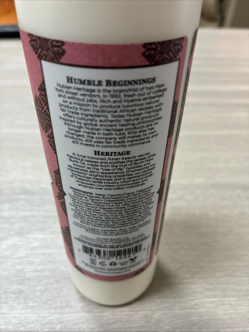 Nubian Heritage Patchouli & Buriti Body Lotion - Pink and White Bottle - Picture 3 of 6